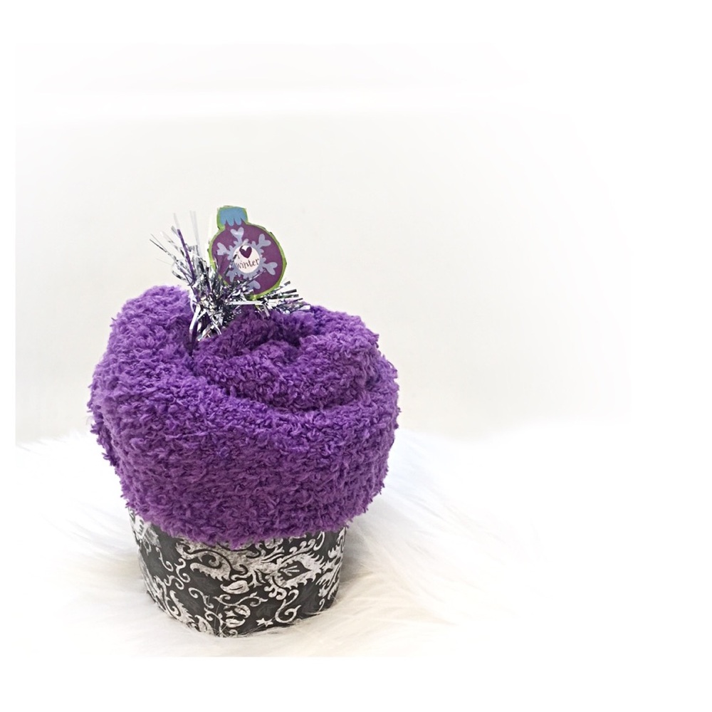 Sock Cupcake Christmas Holiday Gift Fuzzy Cozy Fun